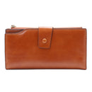 8236 Antimagnetic RFID Multi-function Oil Wax Leather Lady Wallet Large-capacity Purse (Yellow)
