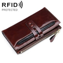 8239 Antimagnetic RFID Multi-function Leather Lady Wallet Large-capacity Purse with Detachable Card Holder(Coffee)