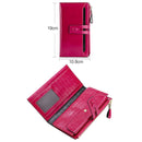8239 Antimagnetic RFID Multi-function Leather Lady Wallet Large-capacity Purse with Detachable Card Holder(Coffee)