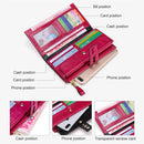 8239 Antimagnetic RFID Multi-function Leather Lady Wallet Large-capacity Purse with Detachable Card Holder(Coffee)
