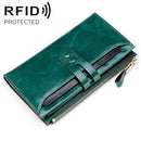 8239 Antimagnetic RFID Multi-function Leather Lady Wallet Large-capacity Purse with Detachable Card Holder(Green)