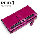 8239 Antimagnetic RFID Multi-function Leather Lady Wallet Large-capacity Purse with Detachable Card Holder (Rose Purple)
