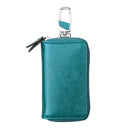 9101 Multi-function Waist Hanging Oil Wax Leather Zipper Wallet Keys Holder Bag(Peacock Blue)