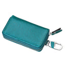 9101 Multi-function Waist Hanging Oil Wax Leather Zipper Wallet Keys Holder Bag(Peacock Blue)