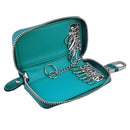 9101 Multi-function Waist Hanging Oil Wax Leather Zipper Wallet Keys Holder Bag(Peacock Blue)