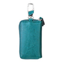 9101 Multi-function Waist Hanging Oil Wax Leather Zipper Wallet Keys Holder Bag(Peacock Blue)