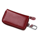 9101 Multi-function Waist Hanging Oil Wax Leather Zipper Wallet Keys Holder Bag(Wine Red)