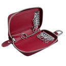9101 Multi-function Waist Hanging Oil Wax Leather Zipper Wallet Keys Holder Bag(Wine Red)