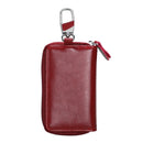 9101 Multi-function Waist Hanging Oil Wax Leather Zipper Wallet Keys Holder Bag(Wine Red)