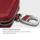 9101 Multi-function Waist Hanging Oil Wax Leather Zipper Wallet Keys Holder Bag(Wine Red)