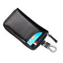 9102 Multi-function Waist Hanging Leather Zipper Wallet Keys Holder Bag(Black)