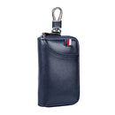 9102 Multi-function Waist Hanging Leather Zipper Wallet Keys Holder Bag(Dark Blue)