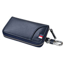 9102 Multi-function Waist Hanging Leather Zipper Wallet Keys Holder Bag(Dark Blue)
