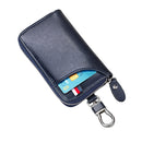 9102 Multi-function Waist Hanging Leather Zipper Wallet Keys Holder Bag(Dark Blue)