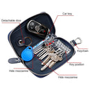 9102 Multi-function Waist Hanging Leather Zipper Wallet Keys Holder Bag(Dark Blue)