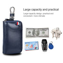 9102 Multi-function Waist Hanging Leather Zipper Wallet Keys Holder Bag(Dark Blue)