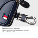9102 Multi-function Waist Hanging Leather Zipper Wallet Keys Holder Bag(Dark Blue)