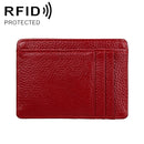 KB37 Antimagnetic RFID Litchi Texture Leather Card Holder Wallet Billfold for Men and Women (Purplish Red)