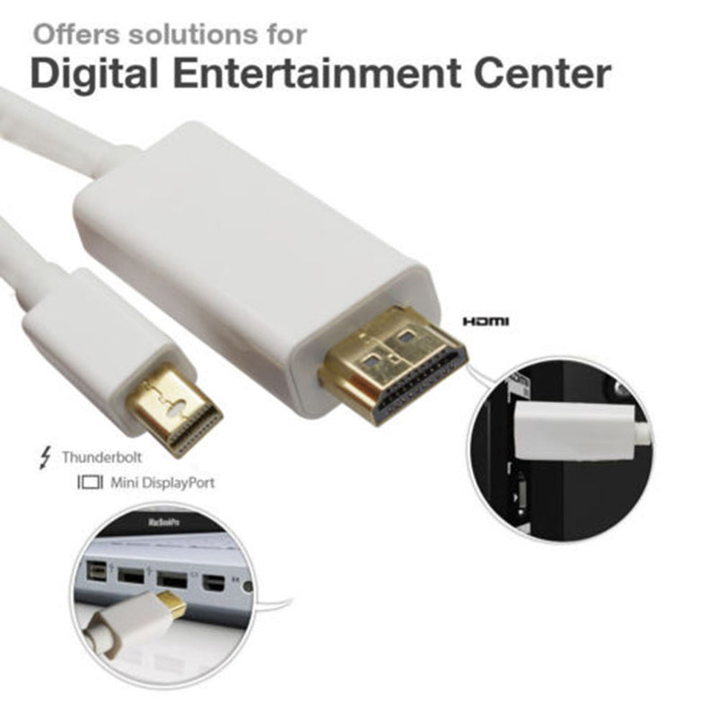 High Speed 6FT ThunderBolt Mini DisplayPort DP to HDMI Cable Adapter Male
