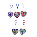 5 x Special Shaped Love Heart  Full Drill Diamond Painting Keychain Pendant Hot