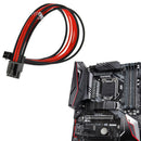 8 pin ATX CPU Black Red Sleeved Extension Cables W/ 2 Cable Comb Shakmod New 1x