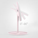 Folding Mirror LED Lighting Make Up USB Rechargeable With Storage Pink Best 1 PC