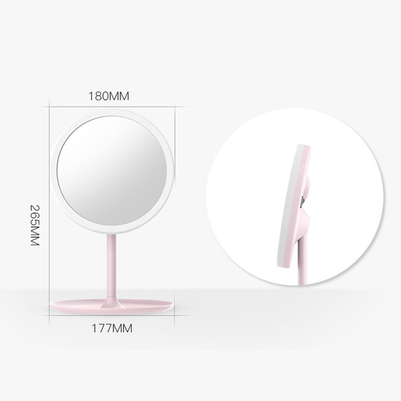 Folding Mirror LED Lighting Make Up USB Rechargeable With Storage Pink Best 1 PC