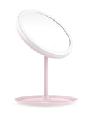 Folding Mirror LED Lighting Make Up USB Rechargeable With Storage Pink Best 1 PC