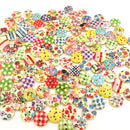 100 pcs Colorful Multi-pattern Wooden Button 2 Holes Sewing Scrapbook Craft Hot