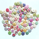 100 pcs Colorful Multi-pattern Wooden Button 2 Holes Sewing Scrapbook Craft Hot