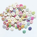 100 pcs Colorful Multi-pattern Wooden Button 2 Holes Sewing Scrapbook Craft Hot