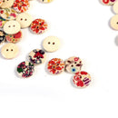 100 pcs Colorful Multi-pattern Wooden Button 2 Holes Sewing Scrapbook Craft Hot
