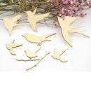 7Pcs Mixed Birds Wooden Shapes Craft Embellishments Hanging Decorations