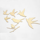 7Pcs Mixed Birds Wooden Shapes Craft Embellishments Hanging Decorations