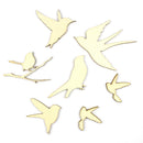 7Pcs Mixed Birds Wooden Shapes Craft Embellishments Hanging Decorations