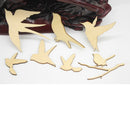 7Pcs Mixed Birds Wooden Shapes Craft Embellishments Hanging Decorations