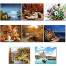 Hand Painted Sea View Flower DIY Oil Painting by Numbers Canvas Kits Home Decor