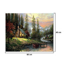 Hand Painted Forest House Flower DIY Oil Painting by Number Canvas Kits Art Gift