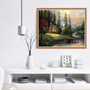 Hand Painted Forest House Flower DIY Oil Painting by Number Canvas Kits Art Gift