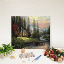 Hand Painted Forest House Flower DIY Oil Painting by Number Canvas Kits Art Gift