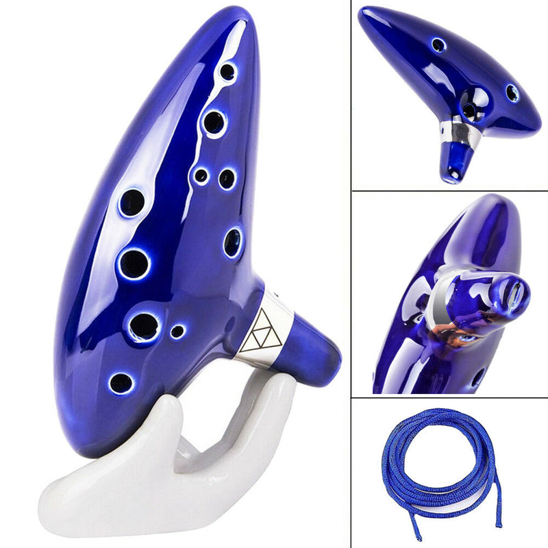 1 x Professional 12 Holes Ocarina Smoldering Treble C Key Flute Handmade Ceramic