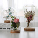 Wooden Base Glass Cloche Dome Cover Display Centerpiece Tabletop Decoration