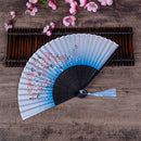 2x Chinese Style Hand Held Fan Blank Silk Cloth Folding Fan Party Wedding Decor