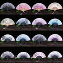 2pcs Beautiful Wedding Folding Hand Fan Chinese Silk Bamboo Pattern Bridal Gift