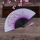 2pcs Beautiful Wedding Folding Hand Fan Chinese Silk Bamboo Pattern Bridal Gift