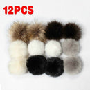 12X Faux Fur Pom Pom Ball For Hat Bags Keychain Fluffy Ball Pendant Accessories