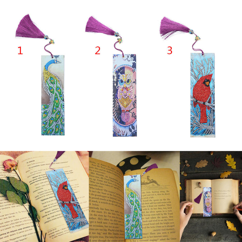 1*DIY Shaped Drill Bookmark Diamond Painting Bookmarks Tassel Notebook Mark New