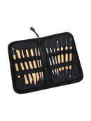 14PCs/Set Stainless Steel Clay Pottery Sculpture Carving DIY Tool Wooden Handle