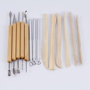 14PCs/Set Stainless Steel Clay Pottery Sculpture Carving DIY Tool Wooden Handle