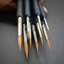 9x Artist Weasel Hair Brush Pen Ink Brush for Gouache Watercolor Oil Painting